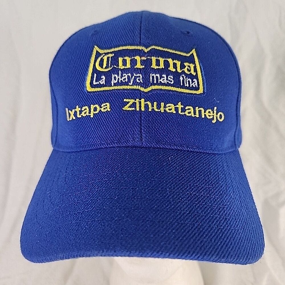 Cap Corona Beer Ixtapa Zihuatanejo Blue Yellow Baseball Hat Adjustable Trucker